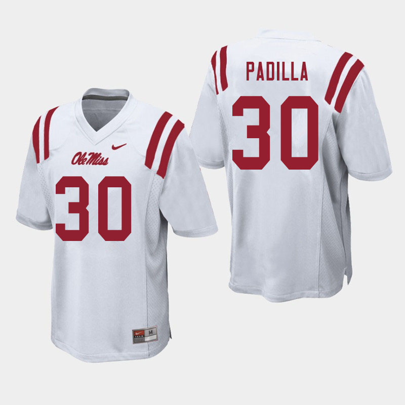 Mario Padilla Ole Miss Rebels NCAA Men's White #30 Stitched Limited College Football Jersey USP4258JV